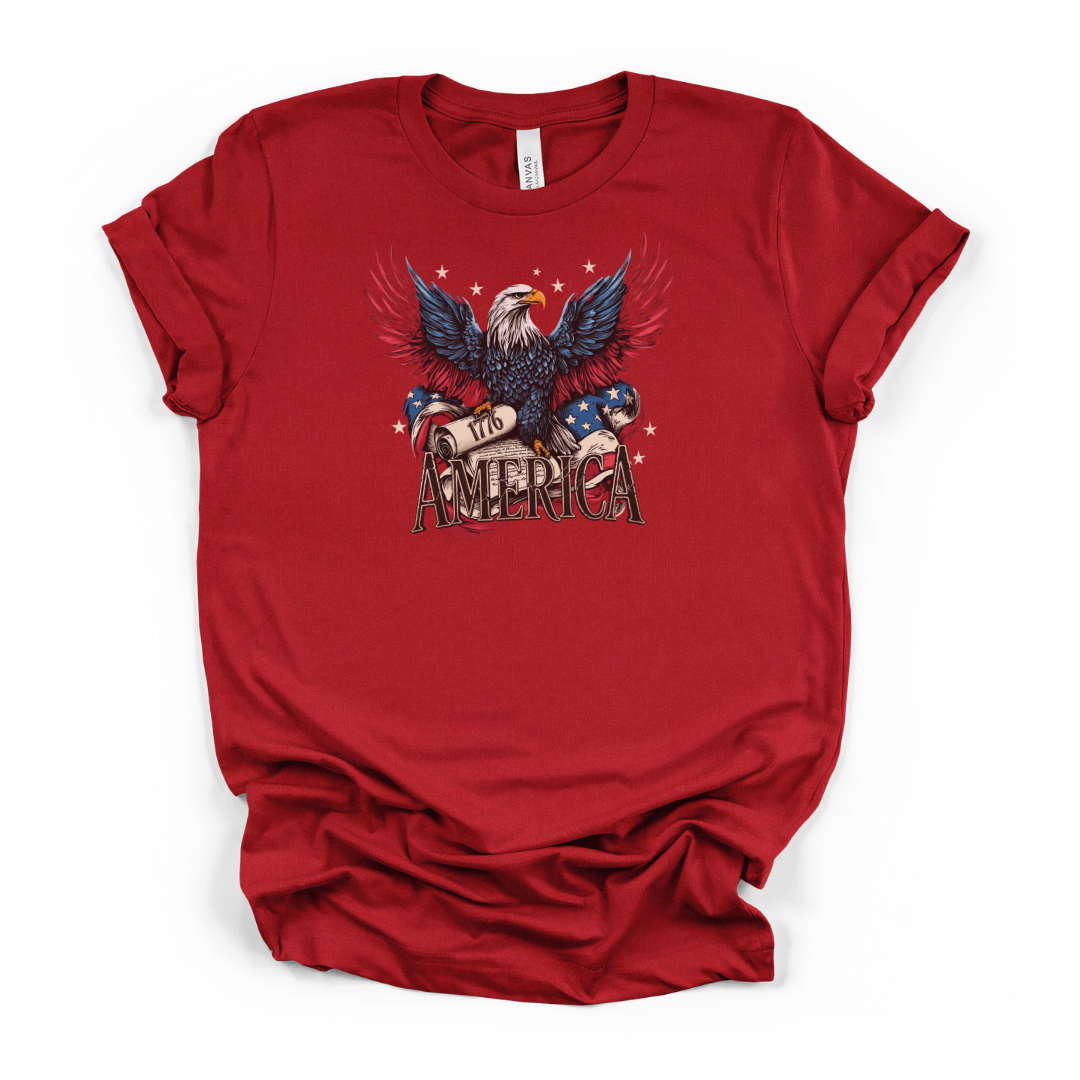 Patriotic Eagle 1776 America T-Shirt | Cotton Tee USA