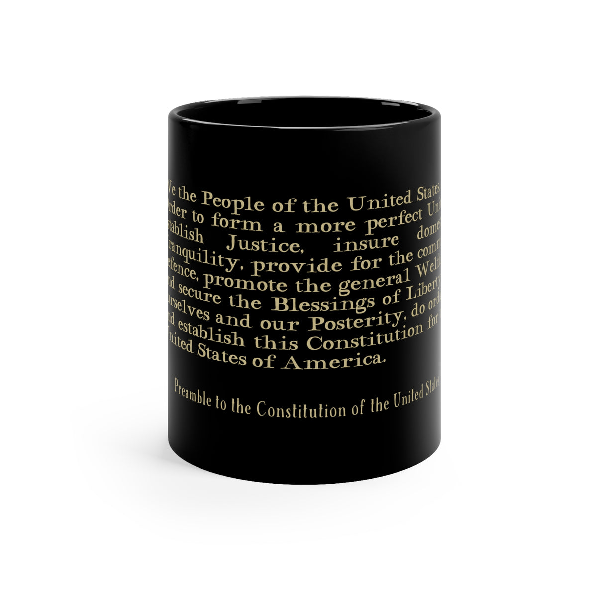 Preamble of the Constitution Black Coffee Mug | 11oz Classic Patriotic Gift