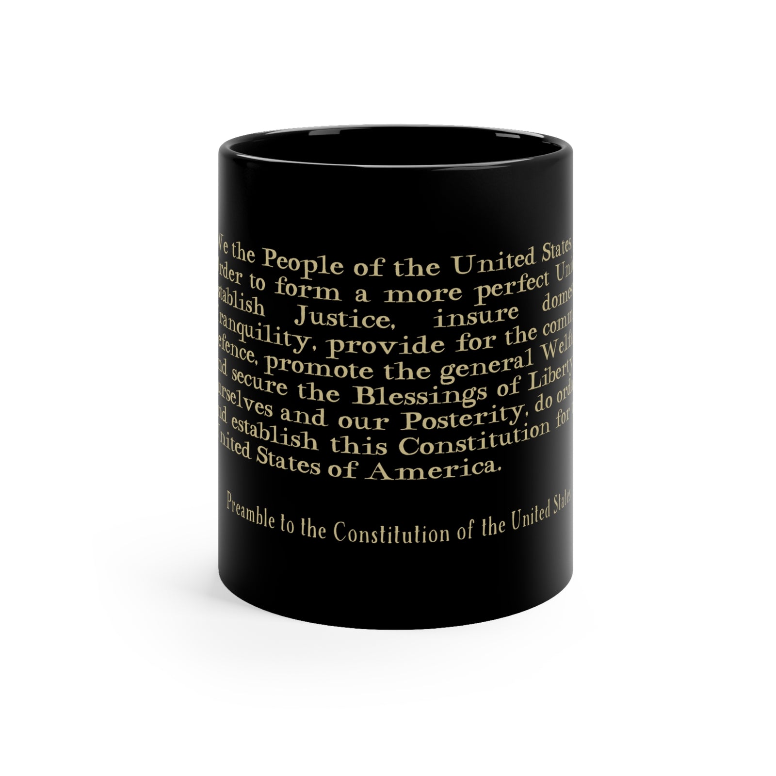 Preamble of the Constitution Black Coffee Mug | 11oz Classic Patriotic Gift