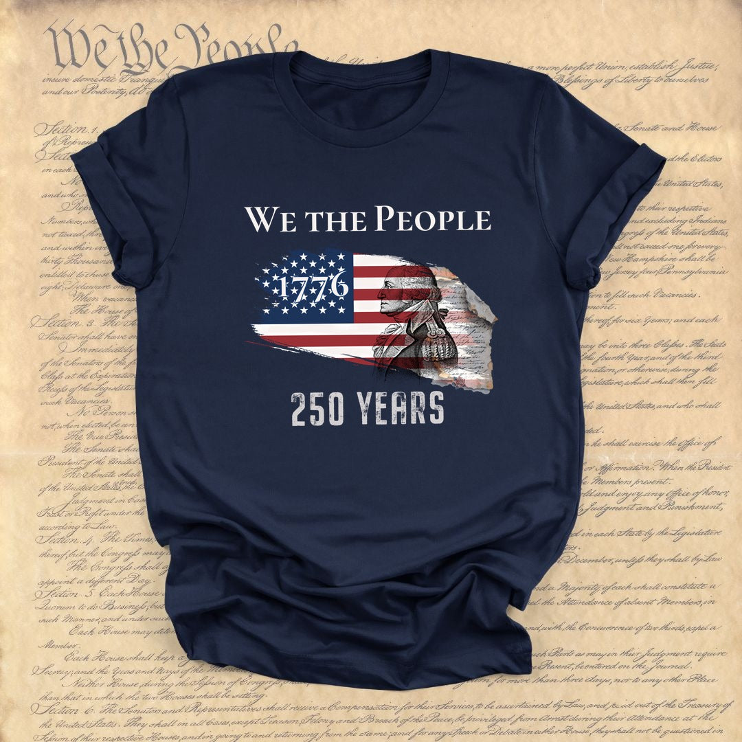 Patriot Rose We the People 1776 navy tee